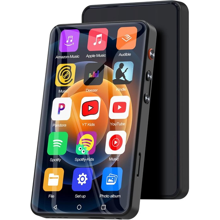MP3 Player with Bluetooth and WiFi, 4.0" Full Touchscreen Mp4 Mp3 Player with Spotify, Audible, Amazon Music, Android Music Player with Speaker, FM Radio, E-Book, Up to 512 GB