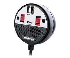 CPS160PPB2U - CyberPower® 2-AC Outlet and 2-USB Port 100-Continuous-Watt Car Power Inverter with 12-Volt Adapter Cord and Seat Pocket Hook, CPS160PPB2U