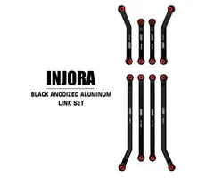 INJORA SCX24-72BK - INJORA 8PCS Aluminum High Clearance 4 Links Set for Axial SCX24 Deadbolt Betty, Black