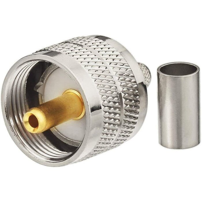 M-PL259-CRIMP - Superbat PL259 Crimp Connector UHF Male RF Coax Connector PL-259 Solder Crimp Connectors Compatible with RG58 RG142 RG400 LMR-195 RG303 RG141 Low Loss Coaxial Coax Jumper Cable