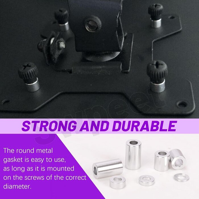 S4760 - Swpeet 65Pcs 8 Sizes M3 Aluminum Spacer Assortment Kit, 3.1×6mm(ID×OD) Silver Aluminum Standoff Column Spacer, Round Spacer Unthreaded Standoff Bushing Plain Finish, Length 0.5/1/1.5/2/2.5/3/6/10mm