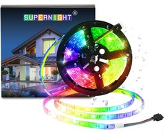 ST-TING-l263 - SUPERNIGHT LED Strip Lights, 16.4FT 5M SMD 5050 Waterproof 300LEDs RGB Color Changing Flexible LED Light Strip for Bedroom, TV Back Lighting (Not Include Power)