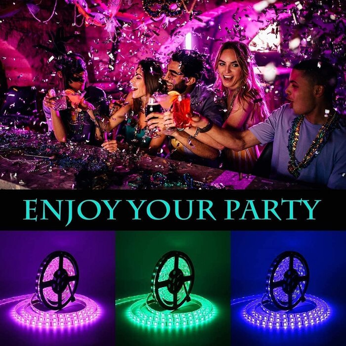 ST-TING-l263 - SUPERNIGHT LED Strip Lights, 16.4FT 5M SMD 5050 Waterproof 300LEDs RGB Color Changing Flexible LED Light Strip for Bedroom, TV Back Lighting (Not Include Power)