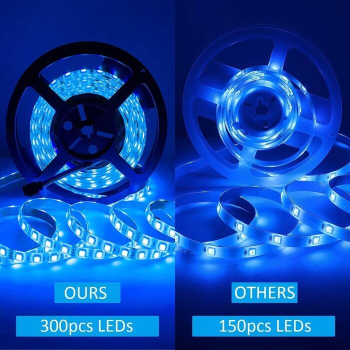 ST-TING-l263 - SUPERNIGHT LED Strip Lights, 16.4FT 5M SMD 5050 Waterproof 300LEDs RGB Color Changing Flexible LED Light Strip for Bedroom, TV Back Lighting (Not Include Power)