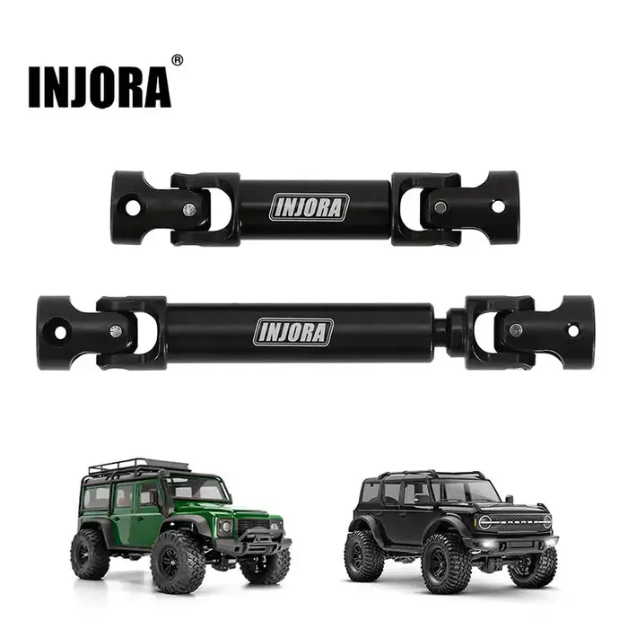 INJORA 4M-50BK - INJORA Black Hardened Steel Drive Shafts for 1/18 TRX4M Defender Bronco (4M-50BK)