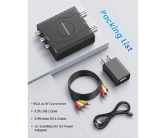 RF Modulator - Avedio Links RF Modulator, RCA to RF Coaxial Adapter with Channel 3/4 Switch for VHS/VCR/DVD Players Game Consoles, Includes 3.3ft RCA Cable, Converts AV Composite Video to Analog NTSC for TV (Black)