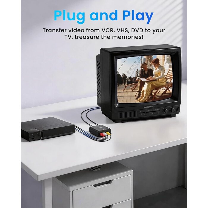 RF Modulator - Avedio Links RF Modulator, RCA to RF Coaxial Adapter with Channel 3/4 Switch for VHS/VCR/DVD Players Game Consoles, Includes 3.3ft RCA Cable, Converts AV Composite Video to Analog NTSC for TV (Black)