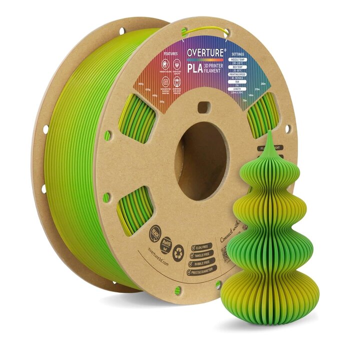 OVPLA-AVOCADO - OVERTURE Avocado PLA 3D Filament 1.75mm, 1kg Neatly Wound 3D Printer Filament 1kg Spool (2.2lbs), Dimensional Accuracy +/- 0.02 mm, Fit Most FDM 3D Printers (Avocado)