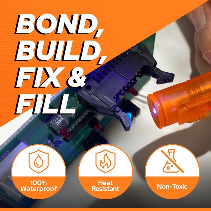 SK8024 - Bondic UV Glue Kit with Light, Plastic Welding Kit, Curing Light Liquid Plastic Repair, Jewelry Making, Necklace Craft, Super Glue Adhesive Epoxy Ultraviolet Mold for Glass Epoxy Resin Supplies