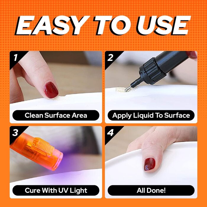 SK8024 - Bondic UV Glue Kit with Light, Plastic Welding Kit, Curing Light Liquid Plastic Repair, Jewelry Making, Necklace Craft, Super Glue Adhesive Epoxy Ultraviolet Mold for Glass Epoxy Resin Supplies