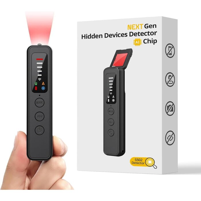 S502 - Souhpyh AI Hidden Devices Detector, Camera Detector, GPS Tracker & Bug Detector, Spy Camera Detectors – for Hotels, Travel, Home & Office: Portable RF Signal Scanner with 5-Level Sensitivity, AI-Powered Anti-Spy Device