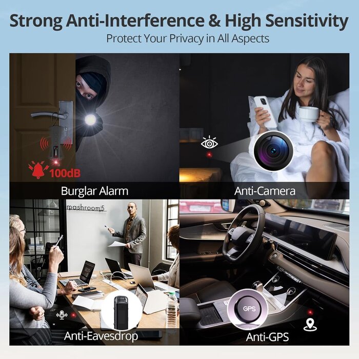 S502 - Souhpyh AI Hidden Devices Detector, Camera Detector, GPS Tracker & Bug Detector, Spy Camera Detectors – for Hotels, Travel, Home & Office: Portable RF Signal Scanner with 5-Level Sensitivity, AI-Powered Anti-Spy Device