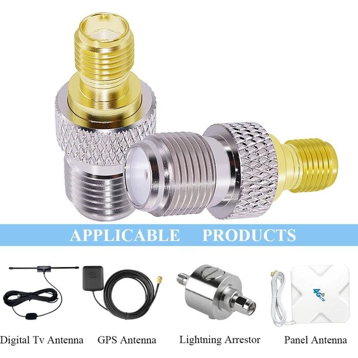 A31 - CNARIO SMA Female to F Female Coaxial Adapter RF Coax Connector F Type to SMA Antenna Adapter for FM/AM/DAB Digital Radio Antennas Broadcast Radio TV Camera WiFi etc