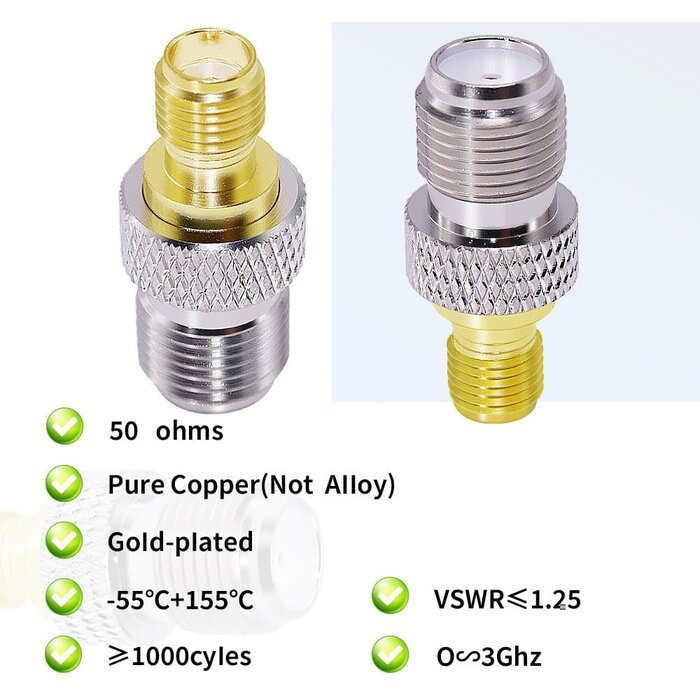 A31 - CNARIO SMA Female to F Female Coaxial Adapter RF Coax Connector F Type to SMA Antenna Adapter for FM/AM/DAB Digital Radio Antennas Broadcast Radio TV Camera WiFi etc