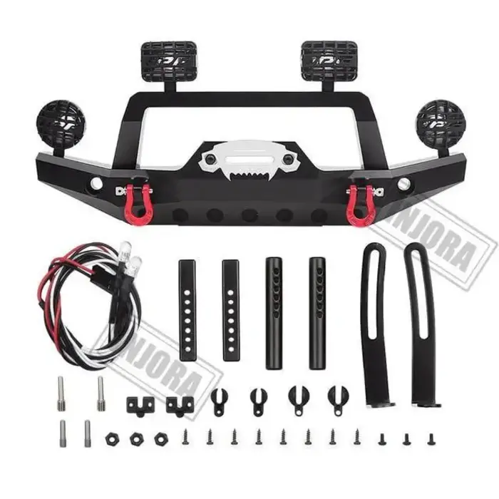 INJORA CRAW18212_BK - INJORA Metal Front Bumper with LED Light for Traxxas TRX-4 Sport 82024-4