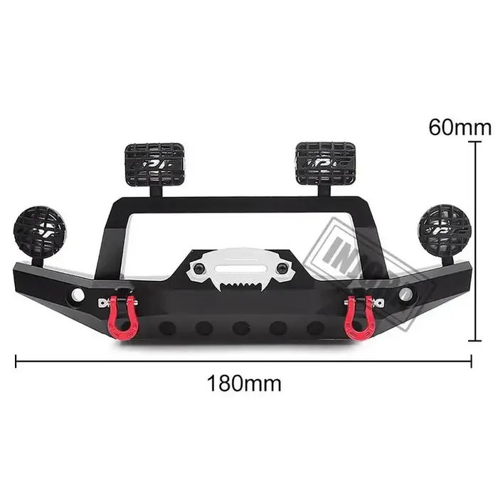 INJORA CRAW18212_BK - INJORA Metal Front Bumper with LED Light for Traxxas TRX-4 Sport 82024-4