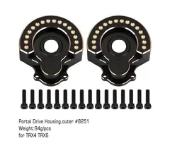 INJORA TRX4-8251A-BK - INJORA 94g/pcs Black Brass Counterweight Outer Portal Drive Housing #8251 for TRX-4 TRX-6