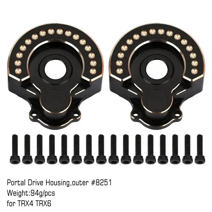 INJORA TRX4-8251A-BK - INJORA 94g/pcs Black Brass Counterweight Outer Portal Drive Housing #8251 for TRX-4 TRX-6