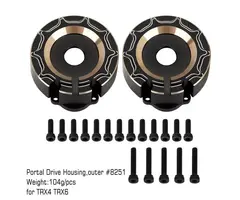 INJORA TRX4-8251B-BK - INJORA 104g/pcs Black Brass Counterweight Outer Portal Drive Housing #8251 for TRX-4 TRX-6
