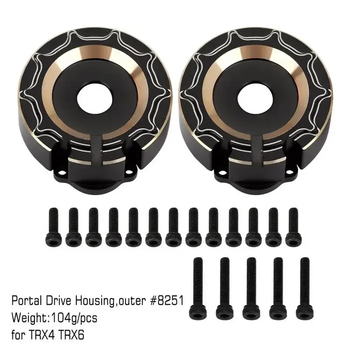 INJORA TRX4-8251B-BK - INJORA 104g/pcs Black Brass Counterweight Outer Portal Drive Housing #8251 for TRX-4 TRX-6