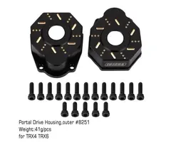 INJORA TRX4-8251D-BK - INJORA 49g/pcs Black Brass Outer Portal Drive Housing #8251 for TRX-4 TRX-6