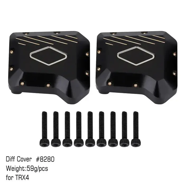 INJORA TRX4-8280BK - INJORA Type A Black Coating Brass Diff Cover #8280 for TRX-4