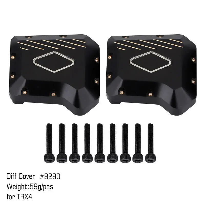 INJORA TRX4-8280BK - INJORA Type A Black Coating Brass Diff Cover #8280 for TRX-4