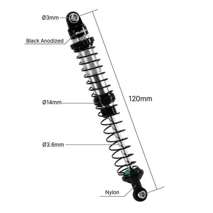 INJORA BZ-05BS-120 - INJORA 4pcs 120mm DRX Dual-Rate Spring Oil Shocks for 1/10 RC Crawlers
