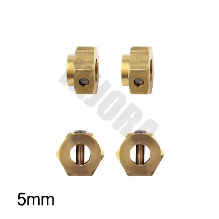 INJORA CRAW2017255_5 - INJORA 4PCS 5mm Heavy Brass 12mm Wheel Hex Extenders for Traxxas TRX4