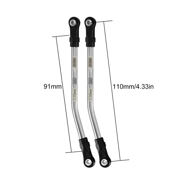 INJORA LT03-110 - INJORA 91mm (eye to eye: 110mm) Stainless Steel High Clearance Links with Rod Ends for 1/10 RC Crawler