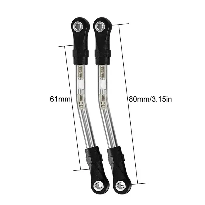 INJORA LT03-80 - INJORA 61mm (eye to eye: 80mm) Stainless Steel High Clearance Links with Rod Ends for 1/10 RC Crawler