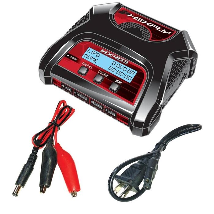 Redcat Racing HX-403 - Hexfly HX-403 Dual Port 2S-4S AC/DC LiPo LiFe Battery Charger (1pc)