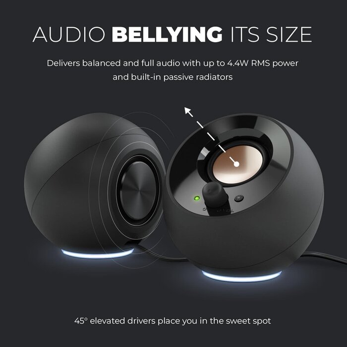 MF1725 - Creative Labs Pebble SE Minimalist 2.0 Channel Computer Speakers, 3.5mm AUX input, Black