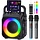 K303-N - voijump Karaoke Machine, Portable Bluetooth Speaker with 2 Wireless Mics for Adults & Kids with LED Lights, Bass/Treble Adjustment, PA System Supports USB/TF/FM/AUX/TWS for Party Home System Packages