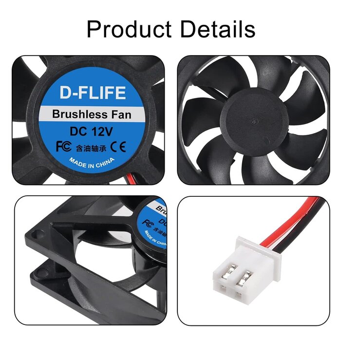 80MM-CASE-FAN - D-FLIFE Cooling Fan 80x80x25mm DC 12V Brushless XH2.54 2Pin for DIY PC Computer Case (12V)