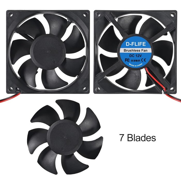 80MM-CASE-FAN - D-FLIFE Cooling Fan 80x80x25mm DC 12V Brushless XH2.54 2Pin for DIY PC Computer Case (12V)