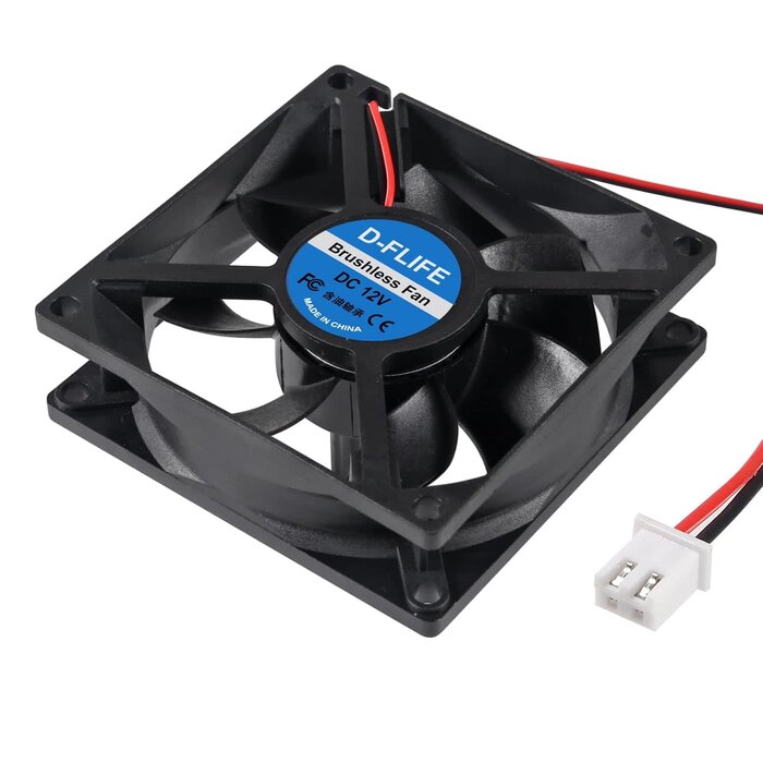 80MM-CASE-FAN - D-FLIFE Cooling Fan 80x80x25mm DC 12V Brushless XH2.54 2Pin for DIY PC Computer Case (12V)