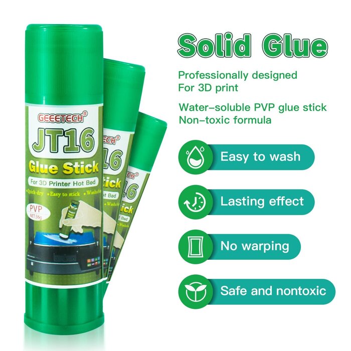JT16-3D-GLU - XZN 3D Printer Glue Stick, 1.27oz, Strong First Layer Adhesion, Prevents Warping & Shifting, Fits Glass, PEI Sheet, Aluminum Build Plate, Fits PETG, PLA, TPU, ABS Filaments, Easy to Clean