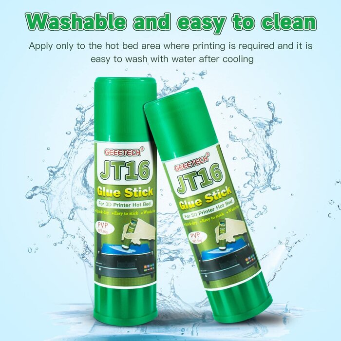 JT16-3D-GLU - XZN 3D Printer Glue Stick, 1.27oz, Strong First Layer Adhesion, Prevents Warping & Shifting, Fits Glass, PEI Sheet, Aluminum Build Plate, Fits PETG, PLA, TPU, ABS Filaments, Easy to Clean