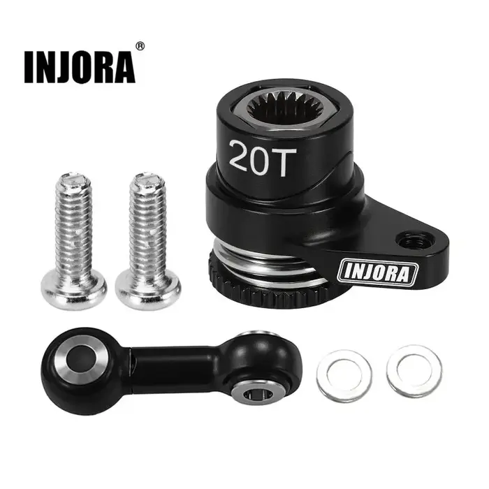 INJORA GROM-10BK - INJORA Aluminum Servo Saver Set for for Arrma Mojave Typhon Granite Grom Losi Nascar (20T)