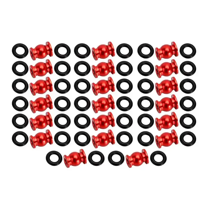INJORA SCX24-124RD - INJORA 20PCS Red Aluminum / Brass Joint Balls Pivot Balls with O-Rings for INJORA SCX24 Shock Links