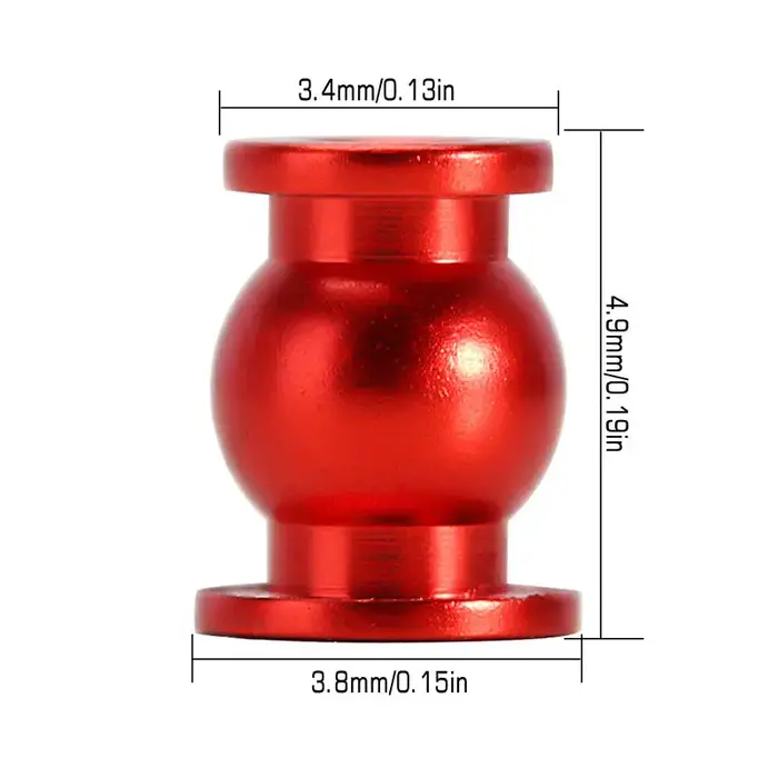 INJORA SCX24-124RD - INJORA 20PCS Red Aluminum / Brass Joint Balls Pivot Balls with O-Rings for INJORA SCX24 Shock Links