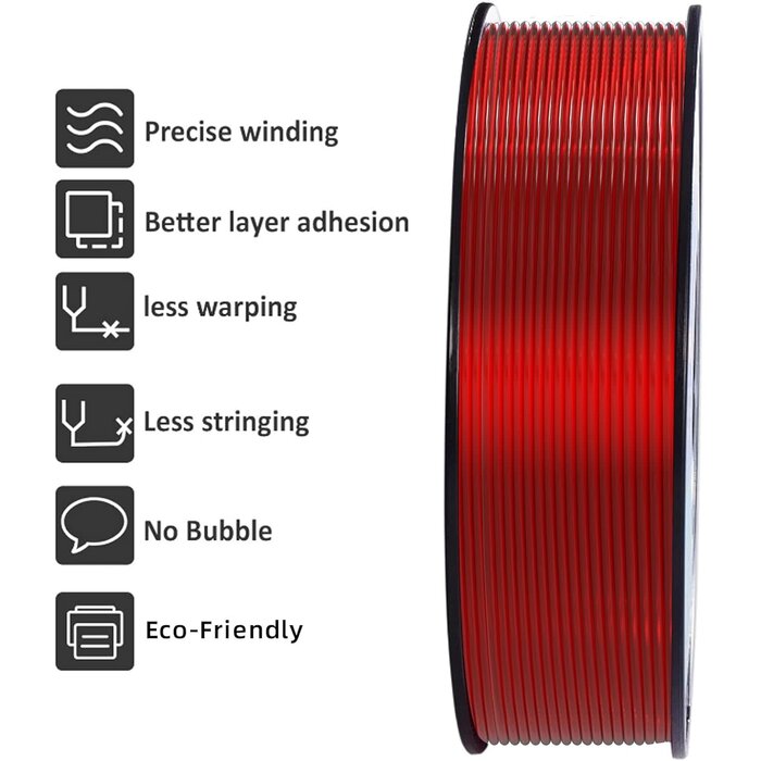 TPU-TRNSPT-RED - Geeetech Transparent Red TPU Filament 1.75mm Flexible Soft 3D Printer Consumables Transparent Red, 95A 1kg Spool (2.2 lbs.), Dimensional Accuracy +/- 0.05 mm