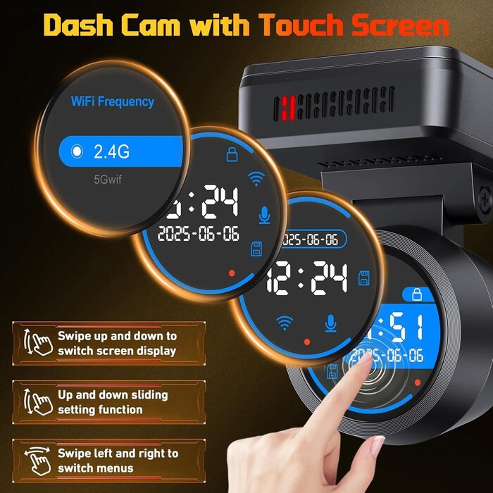 M9-DASH-CAM - Biuone 4K Dash Camera with 32GB Card and Built-in WiFi & APP Control, 1.2" IPS Touch Screen Dash Cam with 170°Wide Angle, G-Sensor, Night Vision, 24H Parking Mode Dashcam