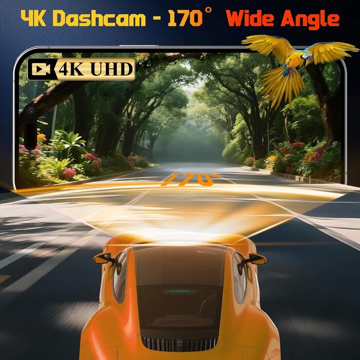 M9-DASH-CAM - Biuone 4K Dash Camera with 32GB Card and Built-in WiFi & APP Control, 1.2" IPS Touch Screen Dash Cam with 170°Wide Angle, G-Sensor, Night Vision, 24H Parking Mode Dashcam