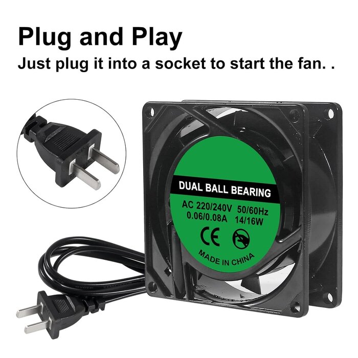 IND-80X80X25-MM - D-FLIFE 8025 Cooling Fan 80x80x25mm DC 12V Cooler Brushless XH2.54 2Pin for DIY PC Computer Case - EC Industrial 80mm 25mm