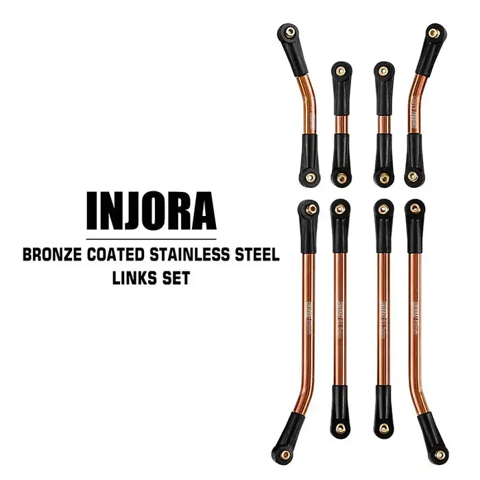 INJORA SCX24-91BO - INJORA 8PCS Bronze Stainless Steel High Clearance 4 Links Set for Axial SCX24 Deadbolt Betty