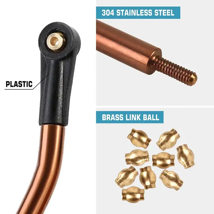 INJORA SCX24-91BO - INJORA 8PCS Bronze Stainless Steel High Clearance 4 Links Set for Axial SCX24 Deadbolt Betty