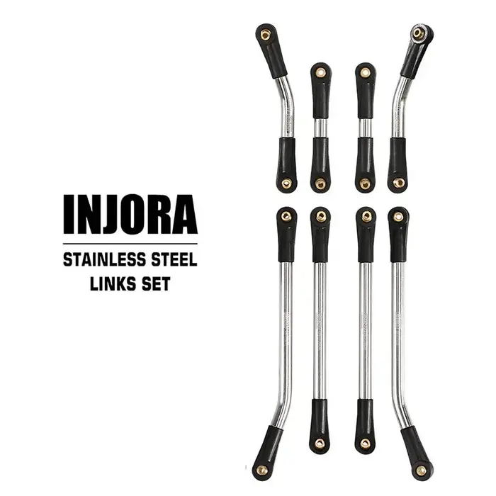 INJORA SCX24-91SR - INJORA 8PCS Silver Stainless Steel High Clearance 4 Links Set for Axial SCX24 Deadbolt Betty