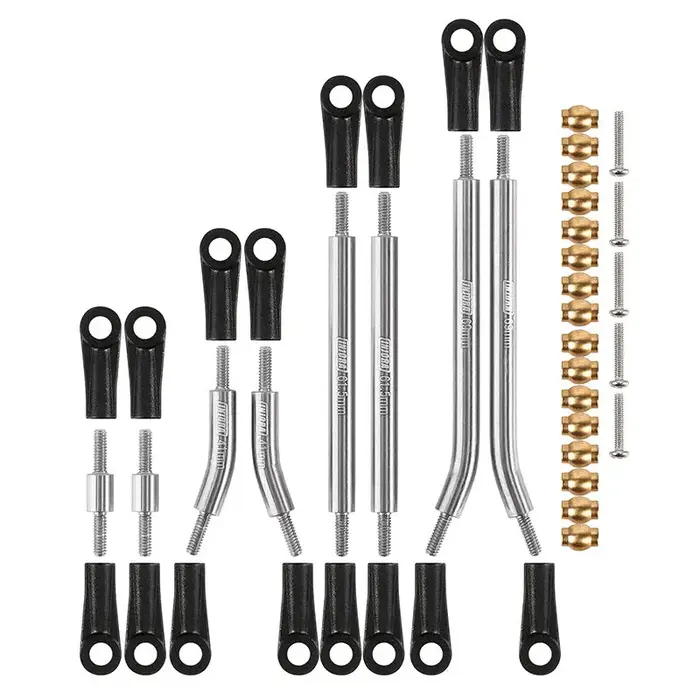 INJORA SCX24-91SR - INJORA 8PCS Silver Stainless Steel High Clearance 4 Links Set for Axial SCX24 Deadbolt Betty